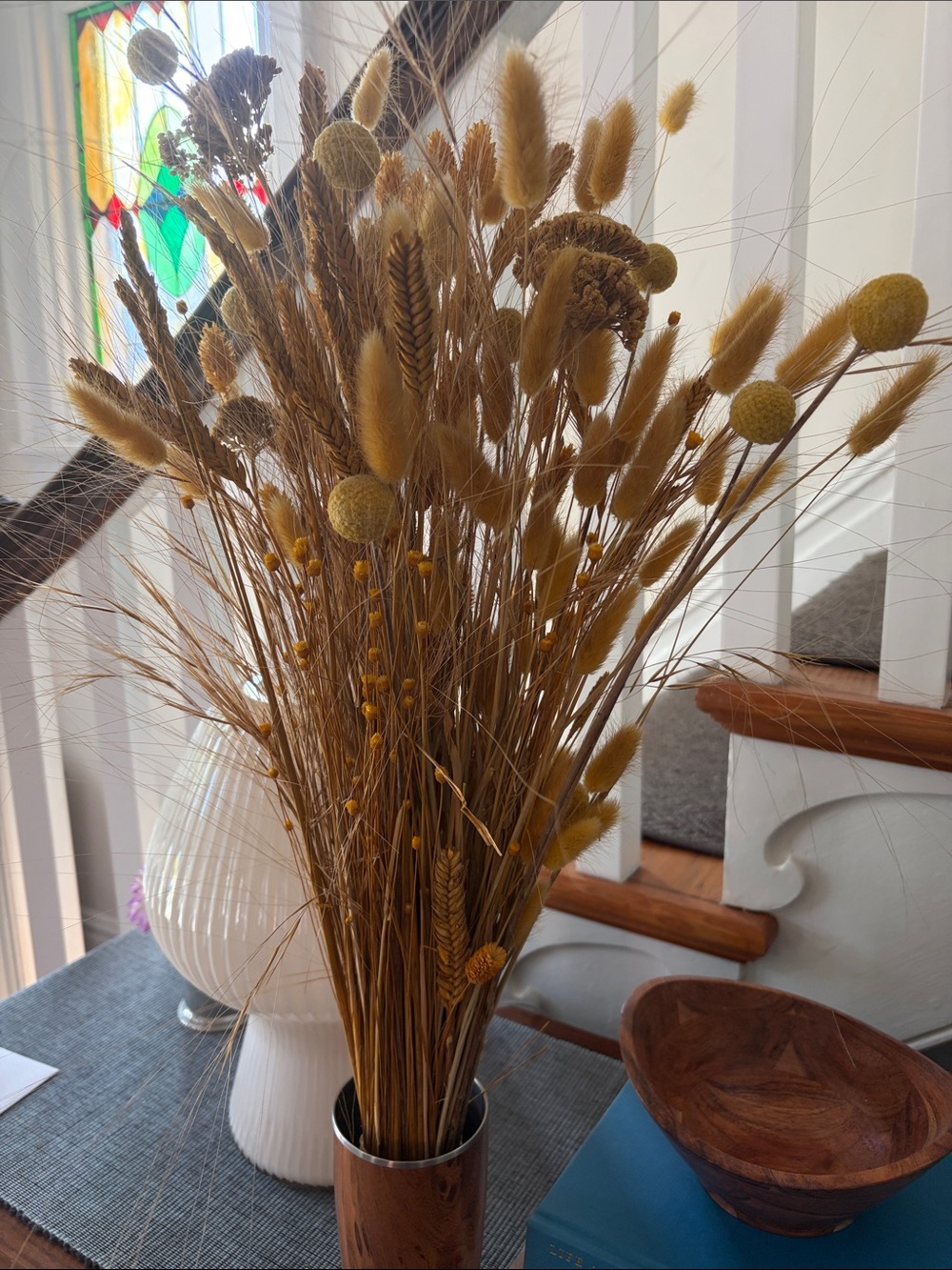 Dried grasses and Flower bouquet- Yellow